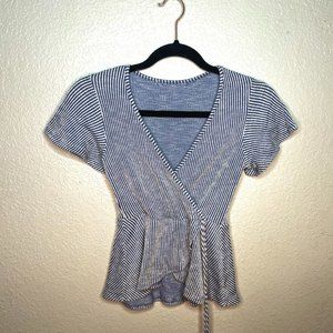 Blue and White Striped Top